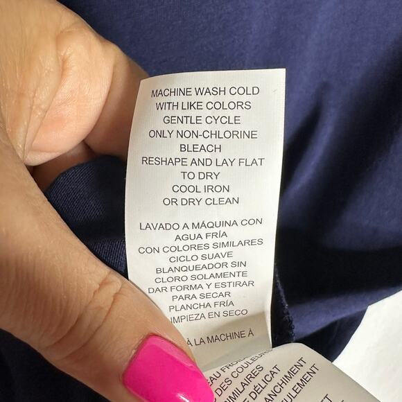 Michael Kors Women’s Navy Cotton Modal Tee Chiffon Sleeve Designer Top Medium - Picture 9 of 13